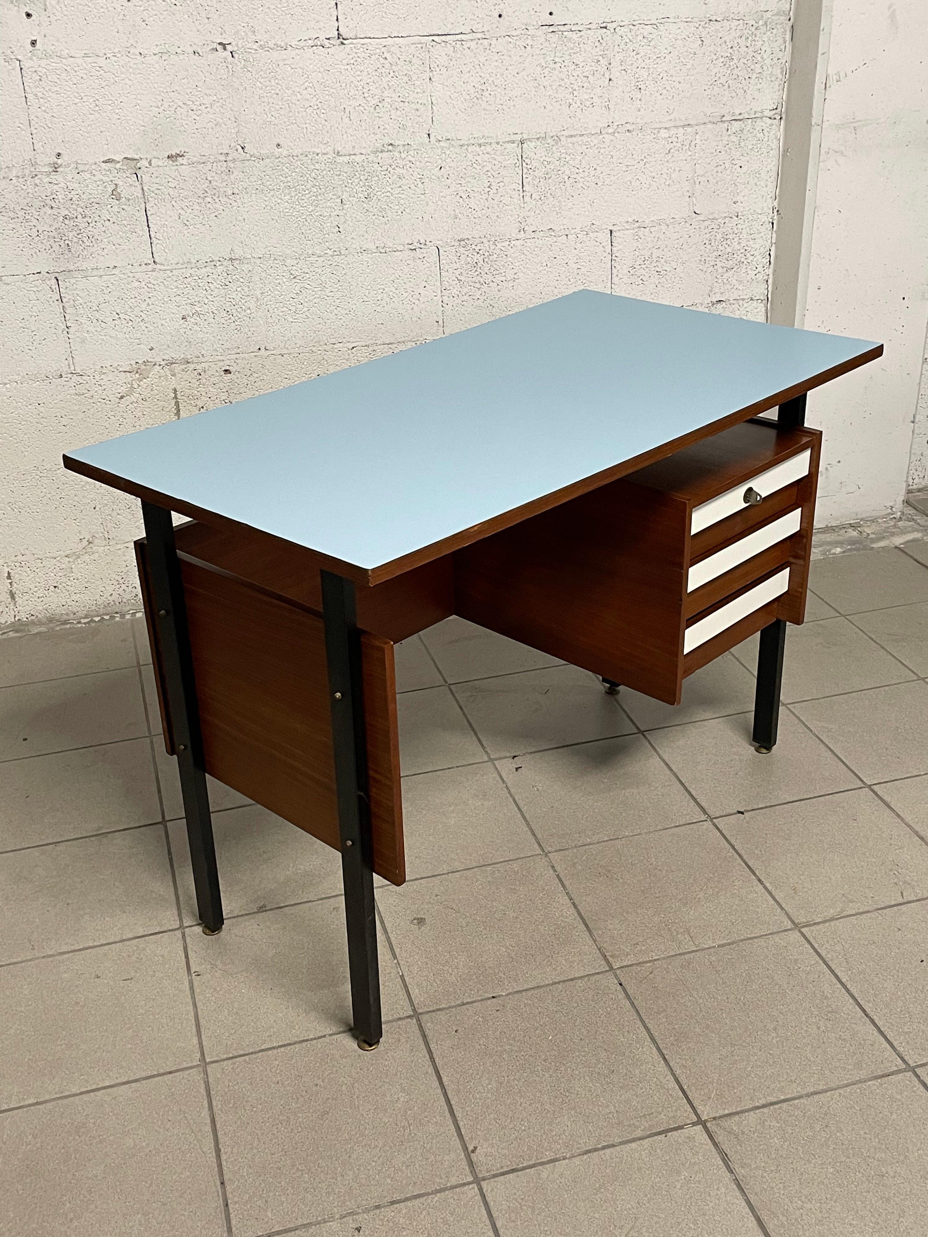 1960s desk i teak and colored formica 7