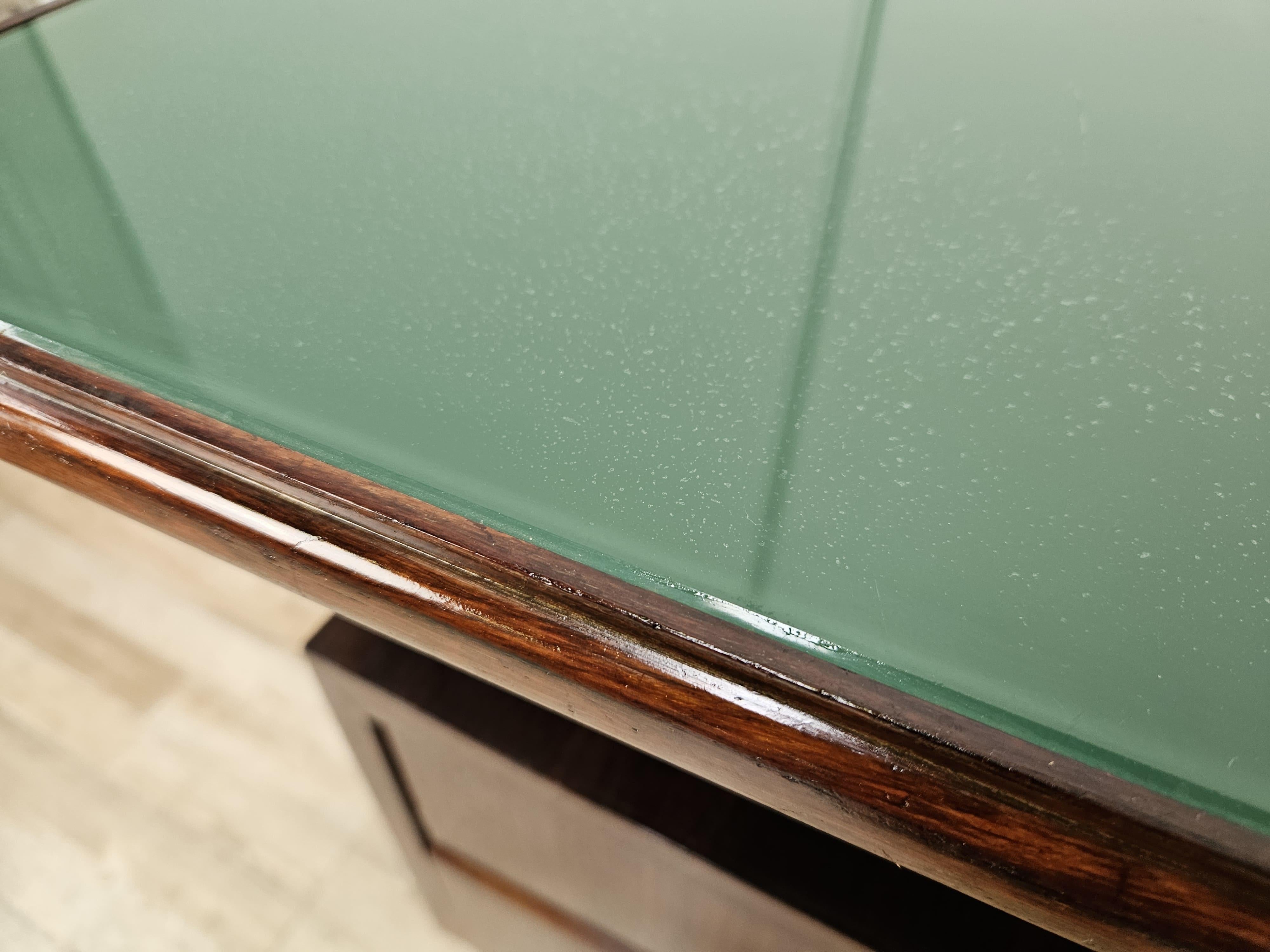 1960s exotic wood glass and brass desk attr. to La Permanente Furniture For Sale 3