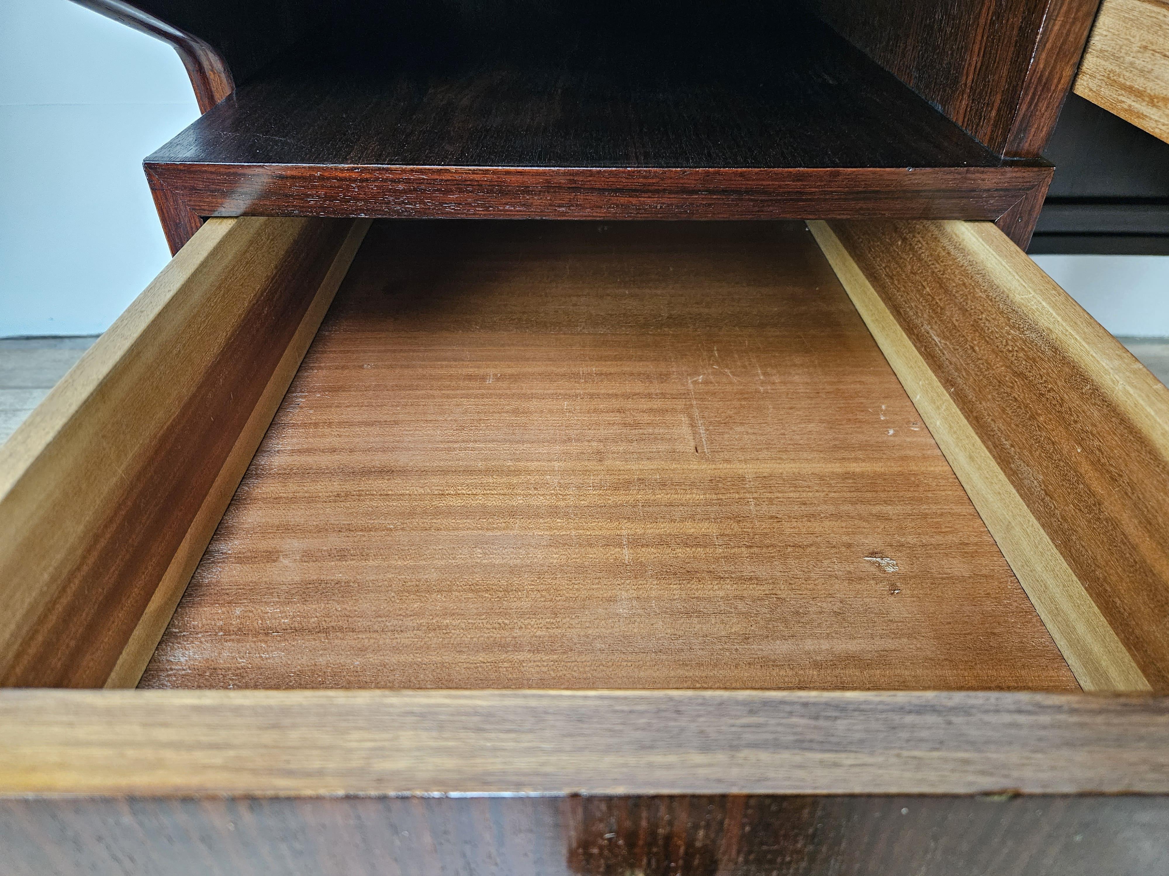 1960s exotic wood glass and brass desk attr. to La Permanente Furniture For Sale 7