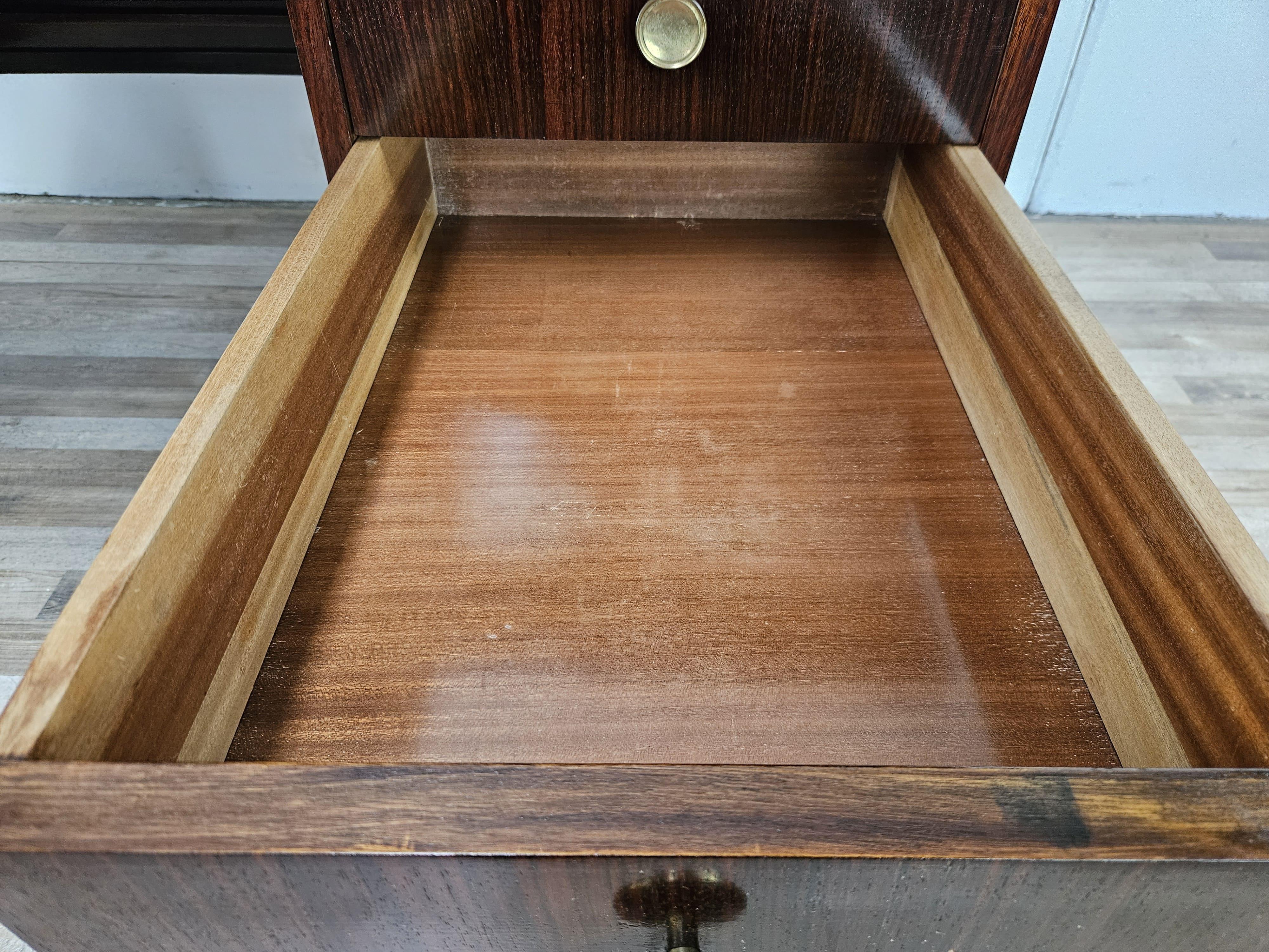1960s exotic wood glass and brass desk attr. to La Permanente Furniture For Sale 8