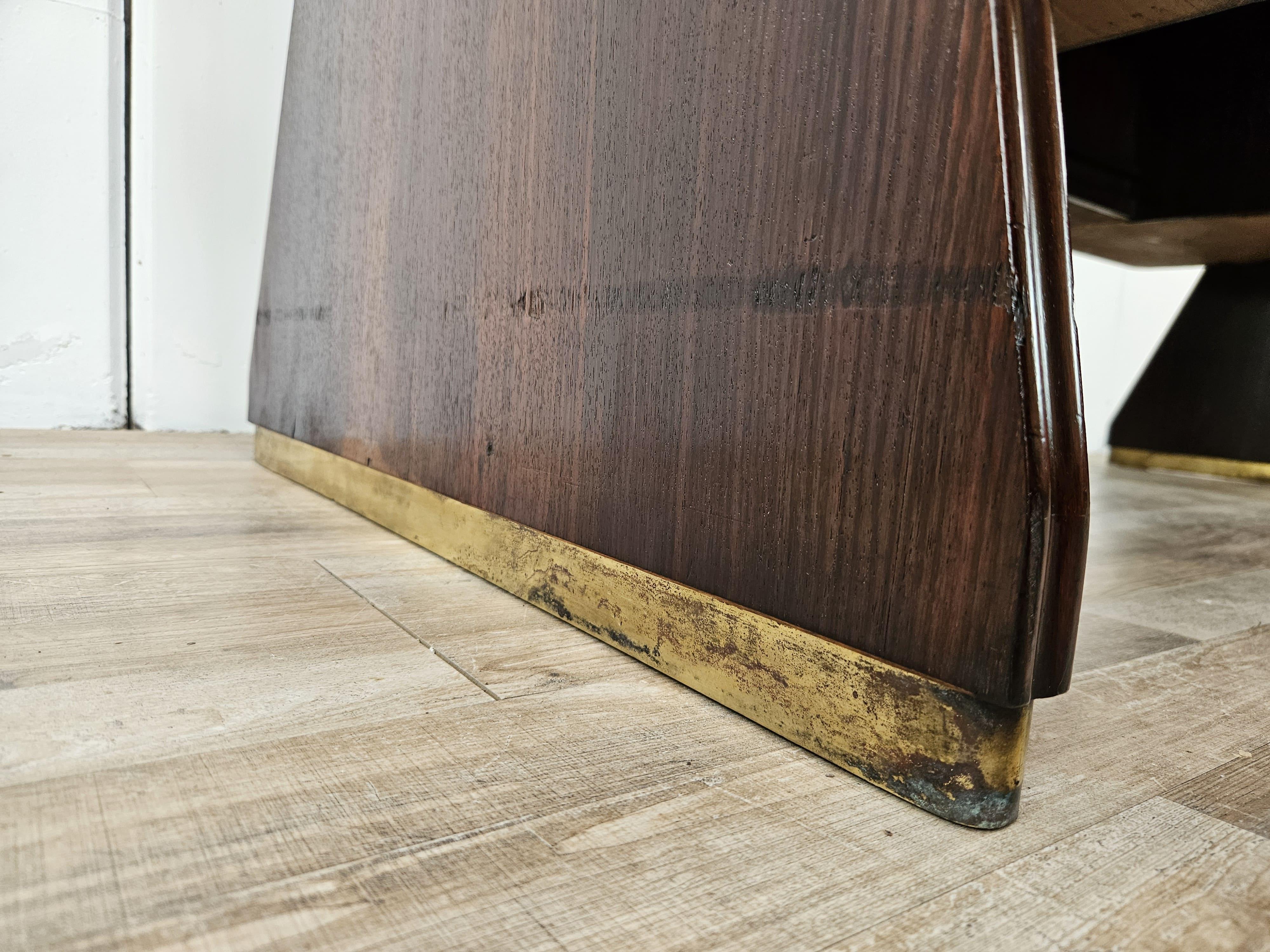 1960s exotic wood glass and brass desk attr. to La Permanente Furniture For Sale 10