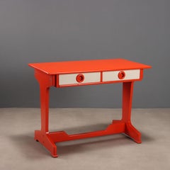 1970s orange and white lacquered wood desk