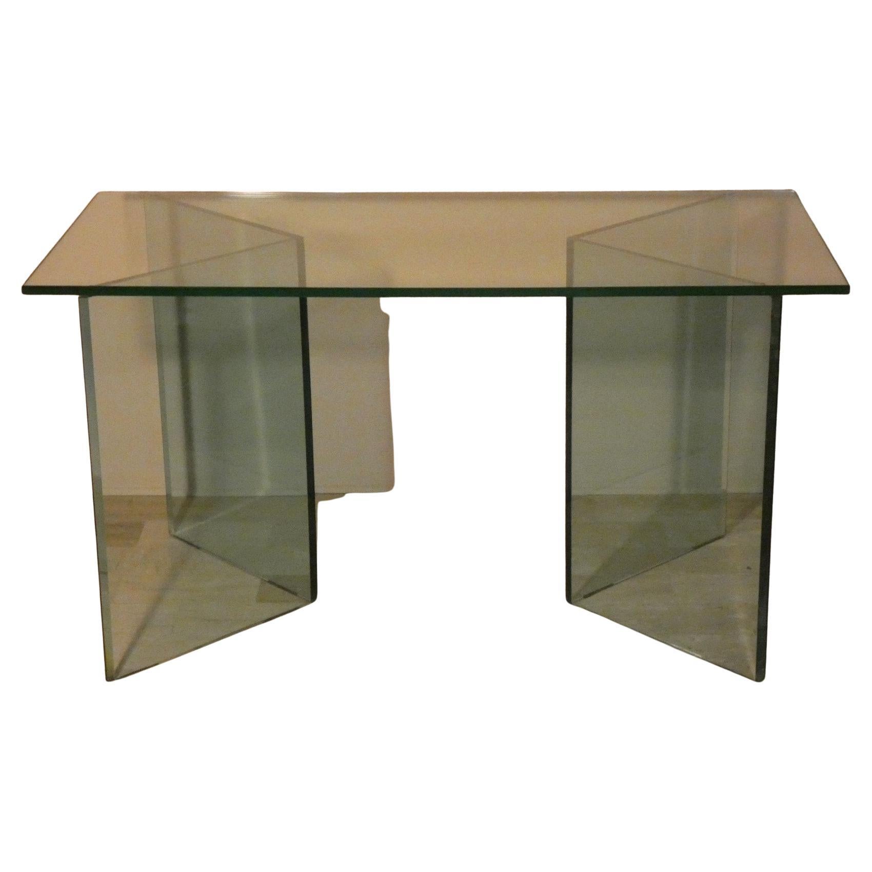Bacco desk in clear glass attributed to Tonelli, Italy, 1980s