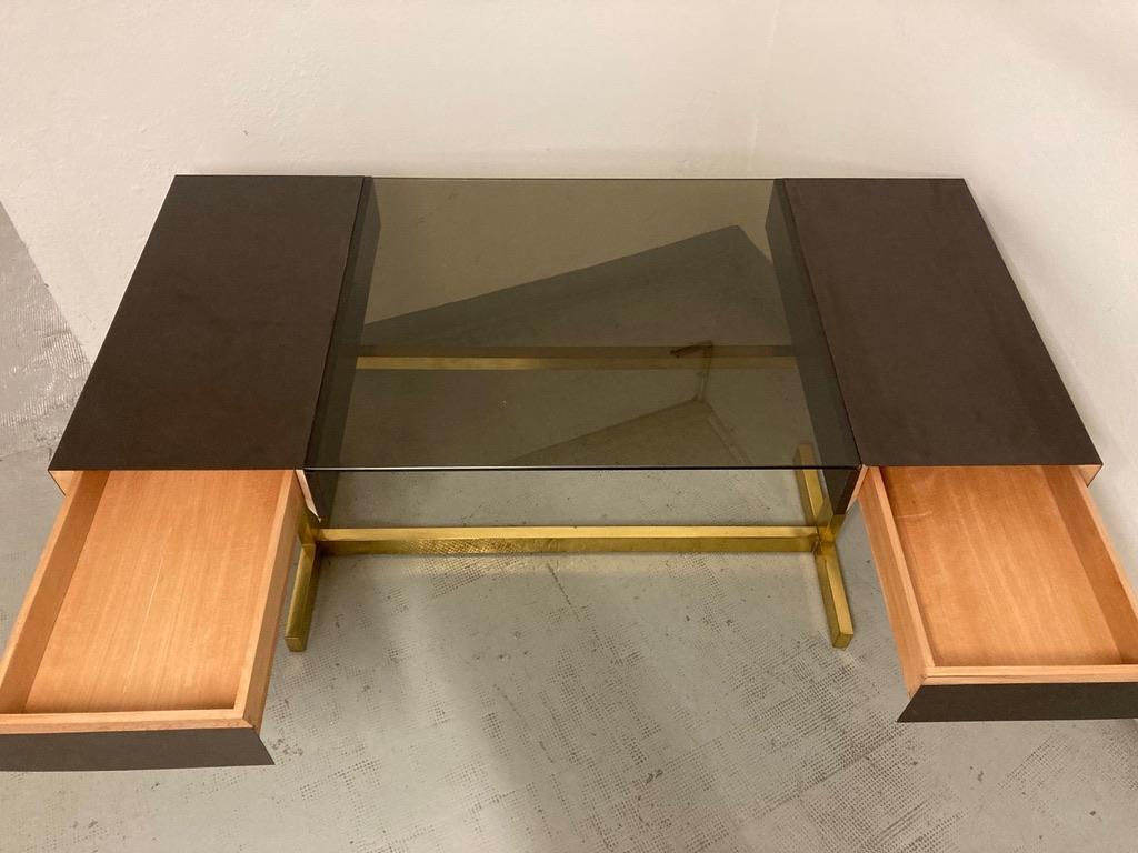 Scrivania Brass & Lacquer Signed Writing Desk by Willy Rizzo, Italy, ca. 1972 For Sale 6