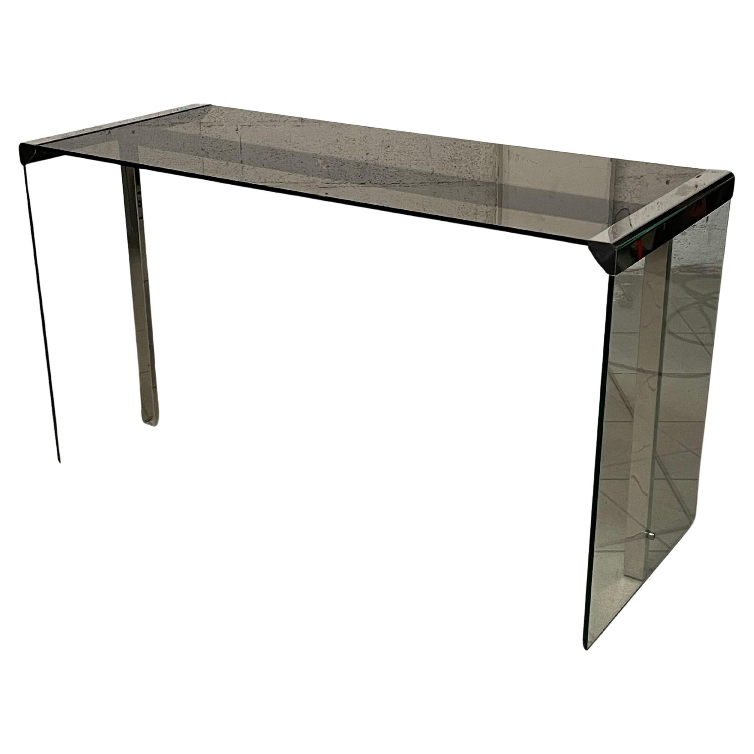 1970s glass and chrome metal desk/console by Gallotti & Radice