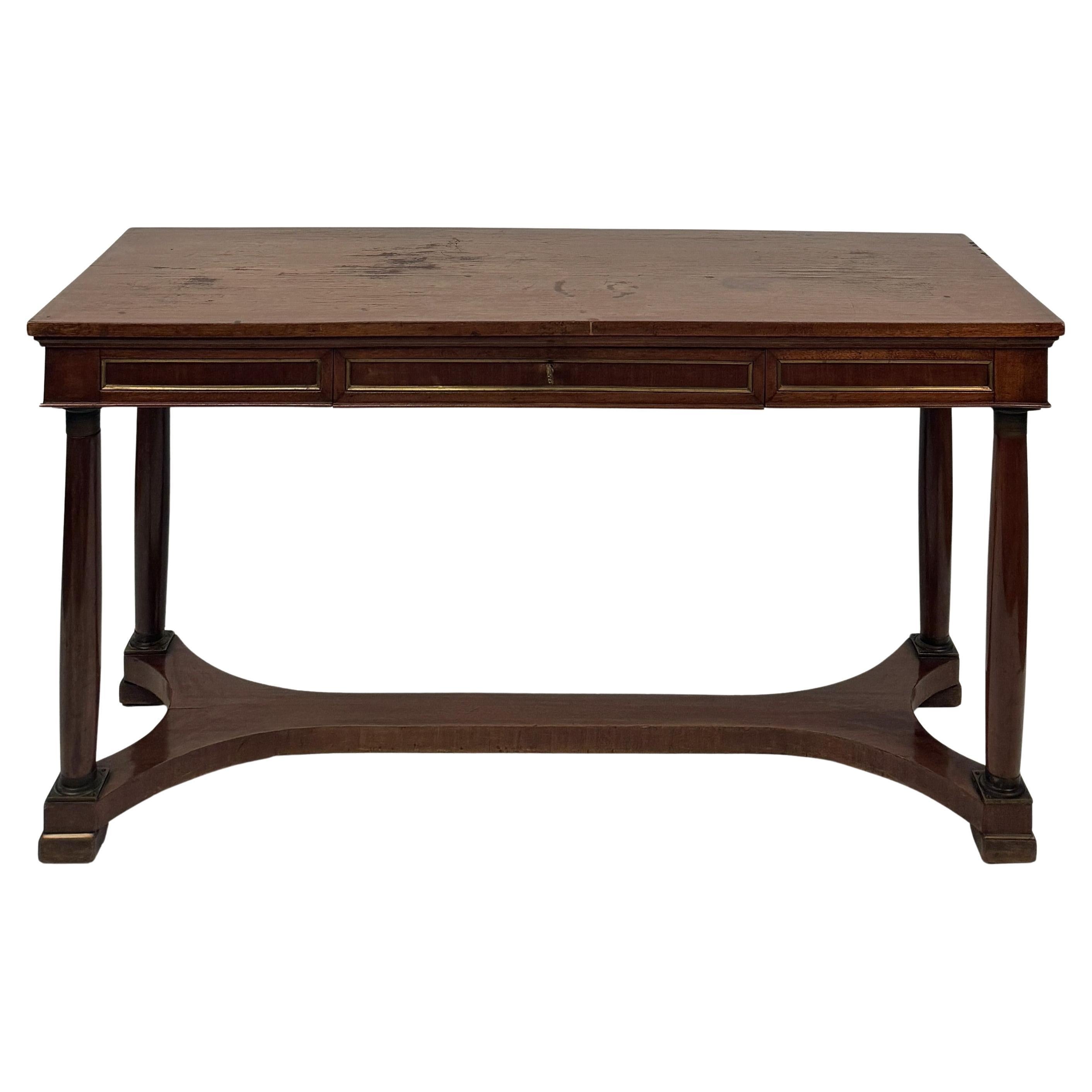 Mahogany center desk, 20th century