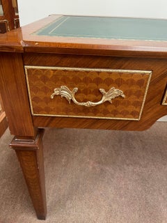 Scrivania da Studio Classica stile italiano in Legno Intarsiato e Pelle anni '80