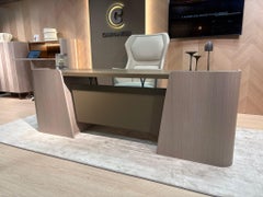 Shape modern executive desk in Canaletto Walnut with leather top