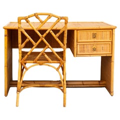 CHIPPENDAL CHAIR AND DESK made of bamboo and wicker Dal Vera 