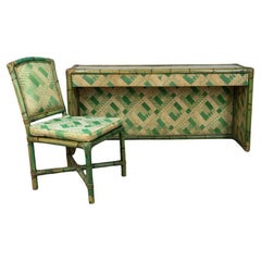 Vintage 1960s bamboo and fabric bamboo desk and chair designed by Southern Nurseries