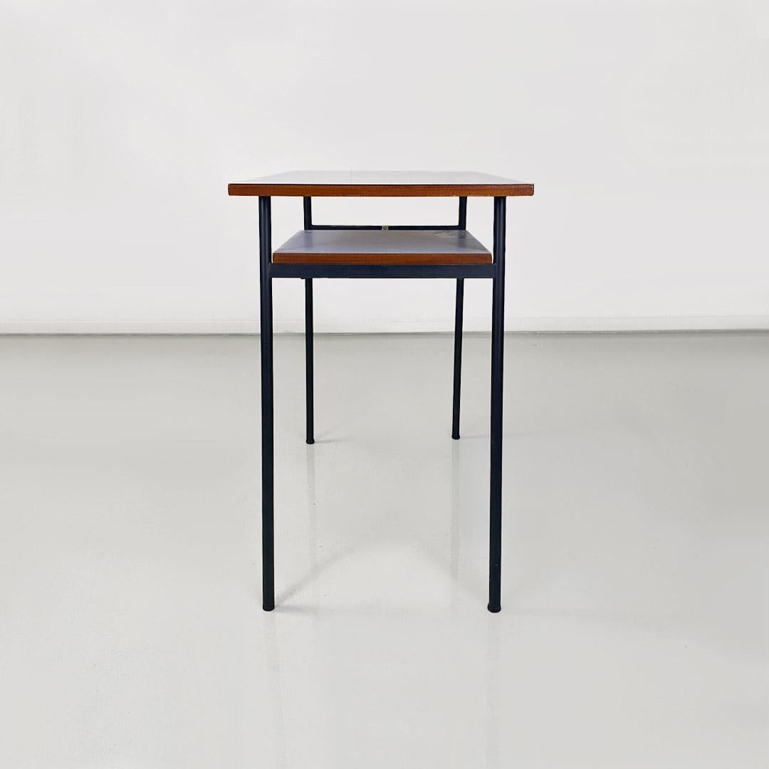 Mid-20th Century Blue formica and black metal desk, Italian modernism, ca. 1960. For Sale