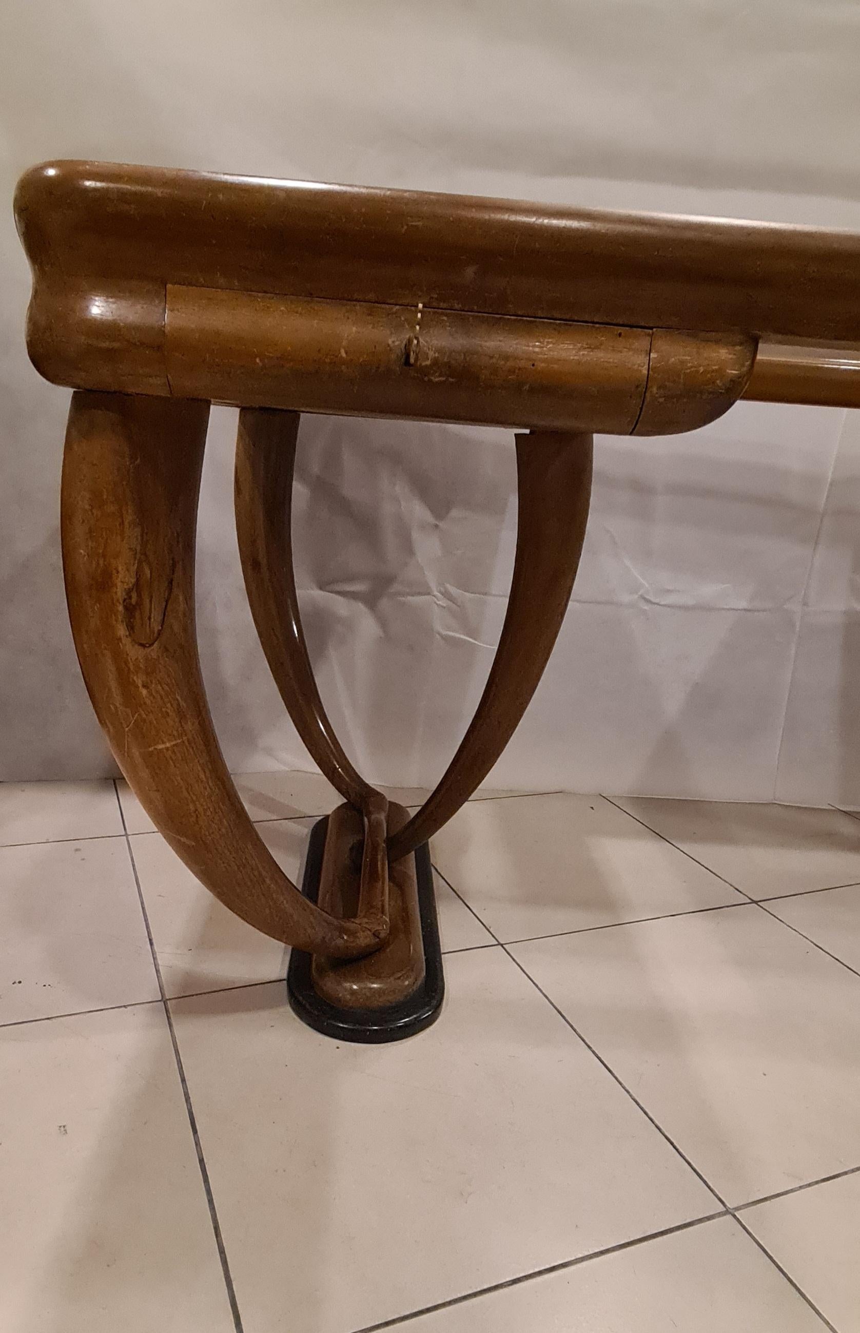 Italian Scrivania in legno Art Deco' con gambe a zanna di elefante