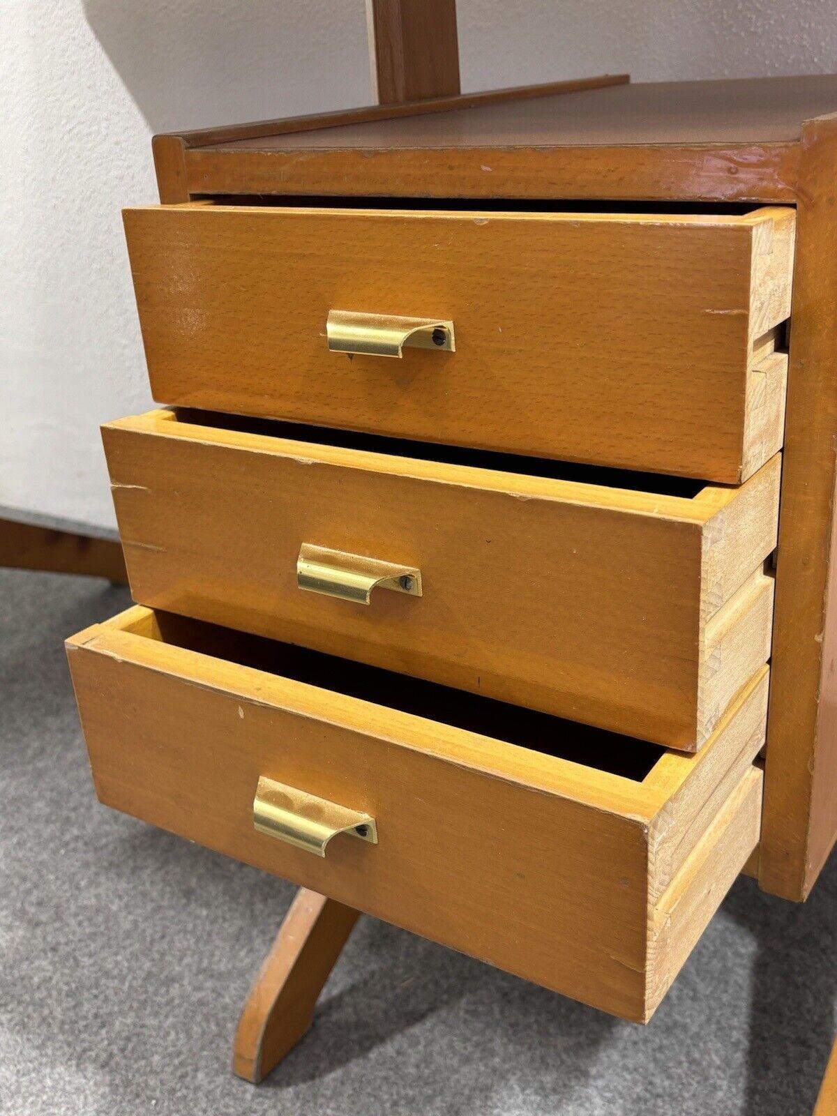 Brass Scrivania In Legno Mid-Century Design 1950’s Modernariato
