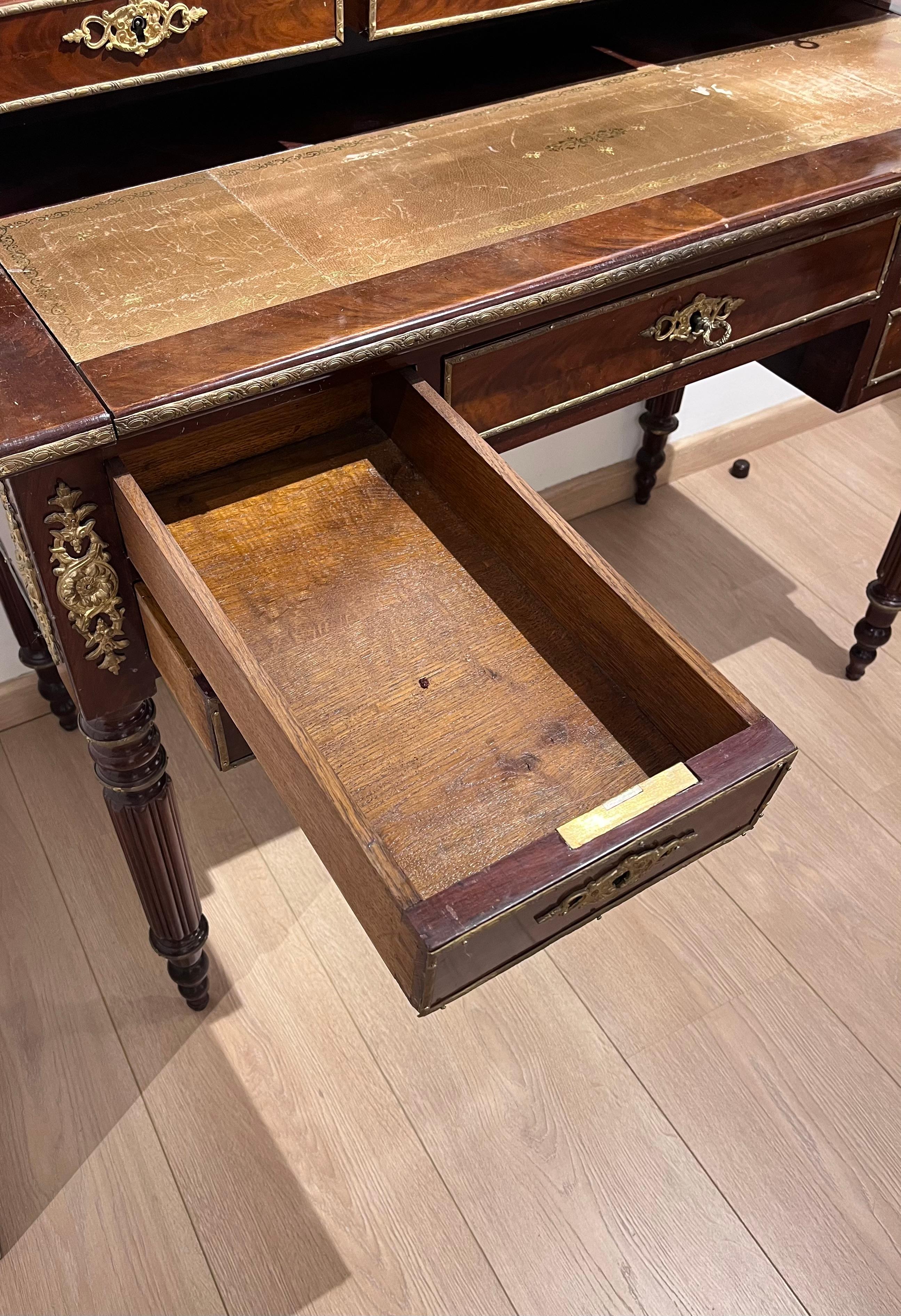 Mahogany Centrepiece Desk with Drawers France 19th Century For Sale 1