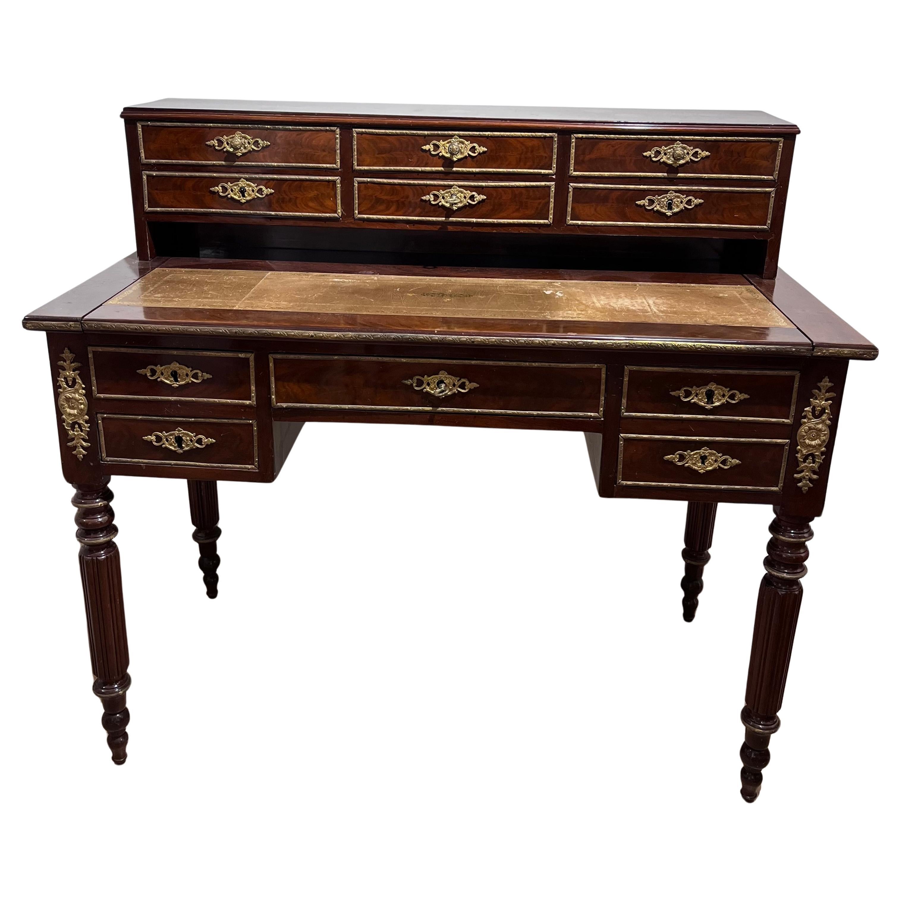 Mahogany Centrepiece Desk with Drawers France 19th Century For Sale