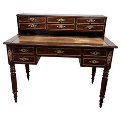 Antique Mahogany Centrepiece Desk with Drawers France 19th Century