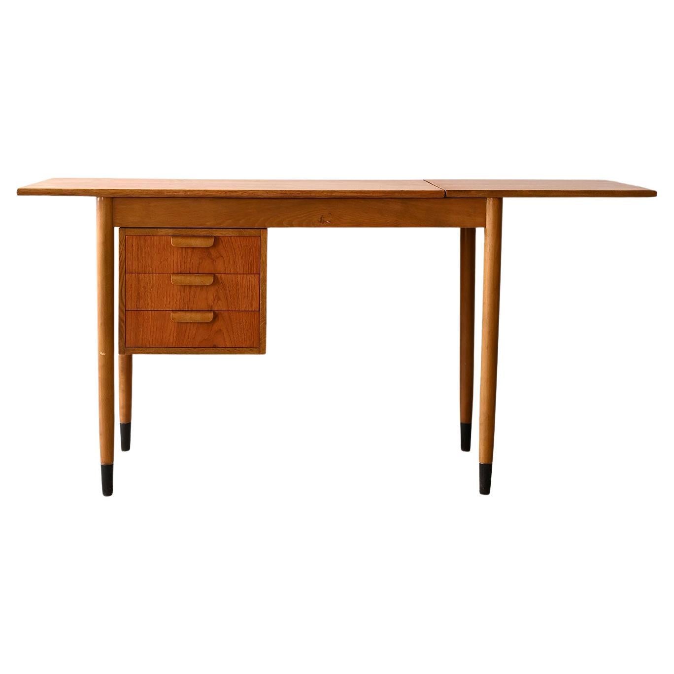 Teak desk with 3 drawers extendable