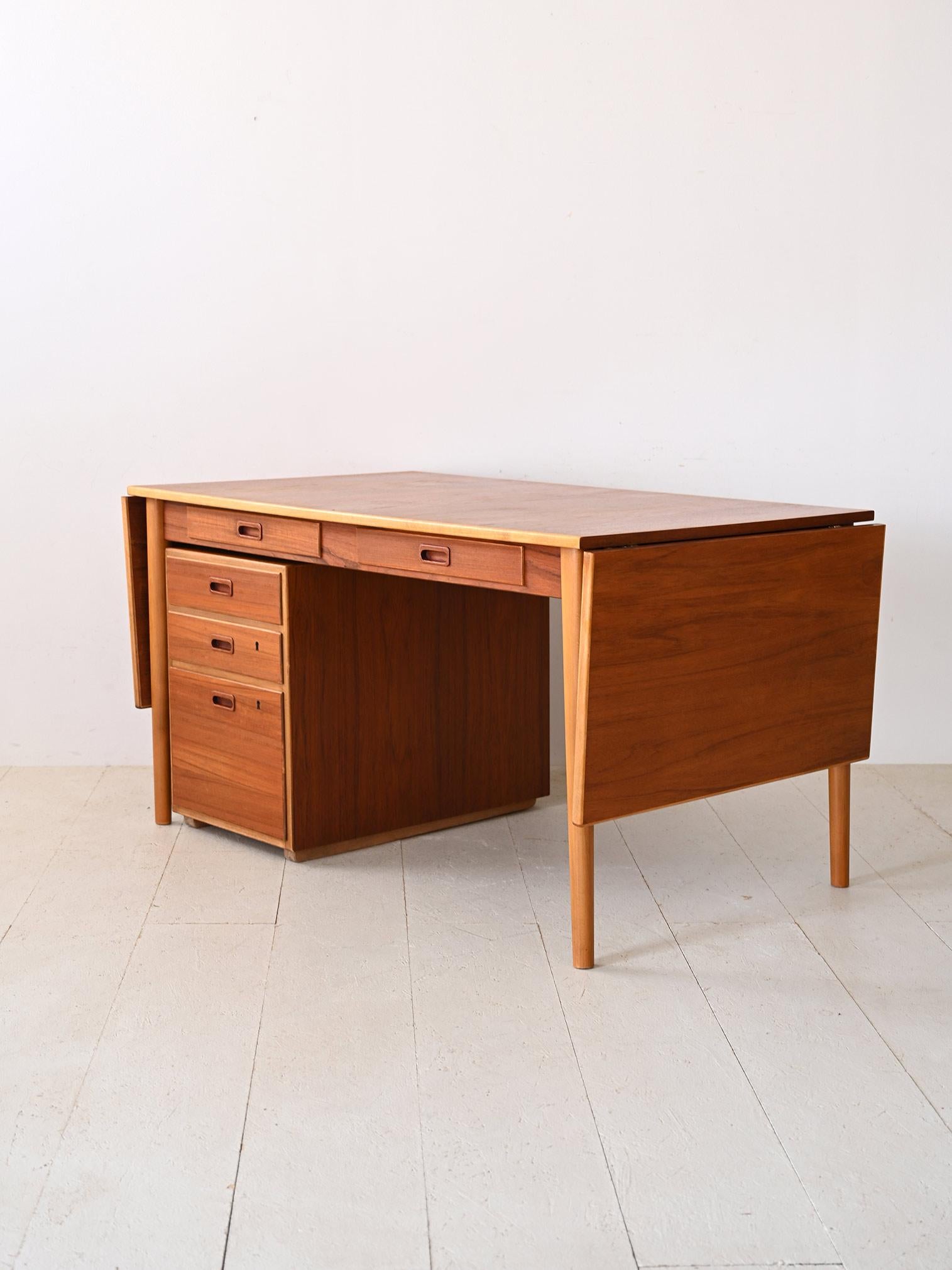 Teak Retro desk by Nils Jonsson with drawers For Sale