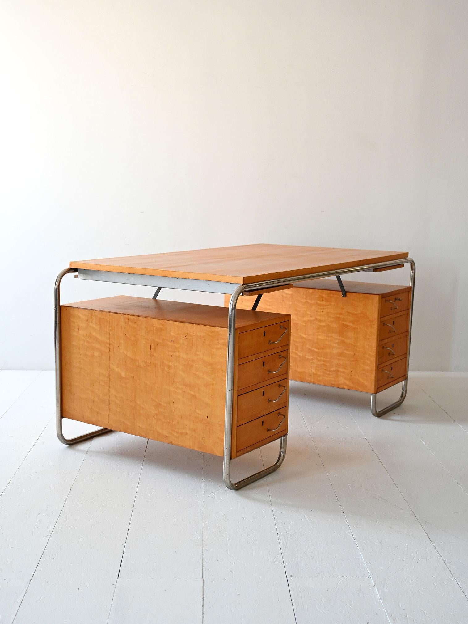 Scandinavian Modern Scandinavian birch and steel desk by Mücke & Melder, 1930s For Sale