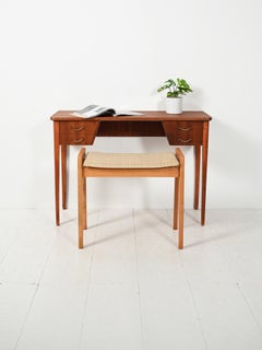 Scandinavian mahogany writing desk with brass handles