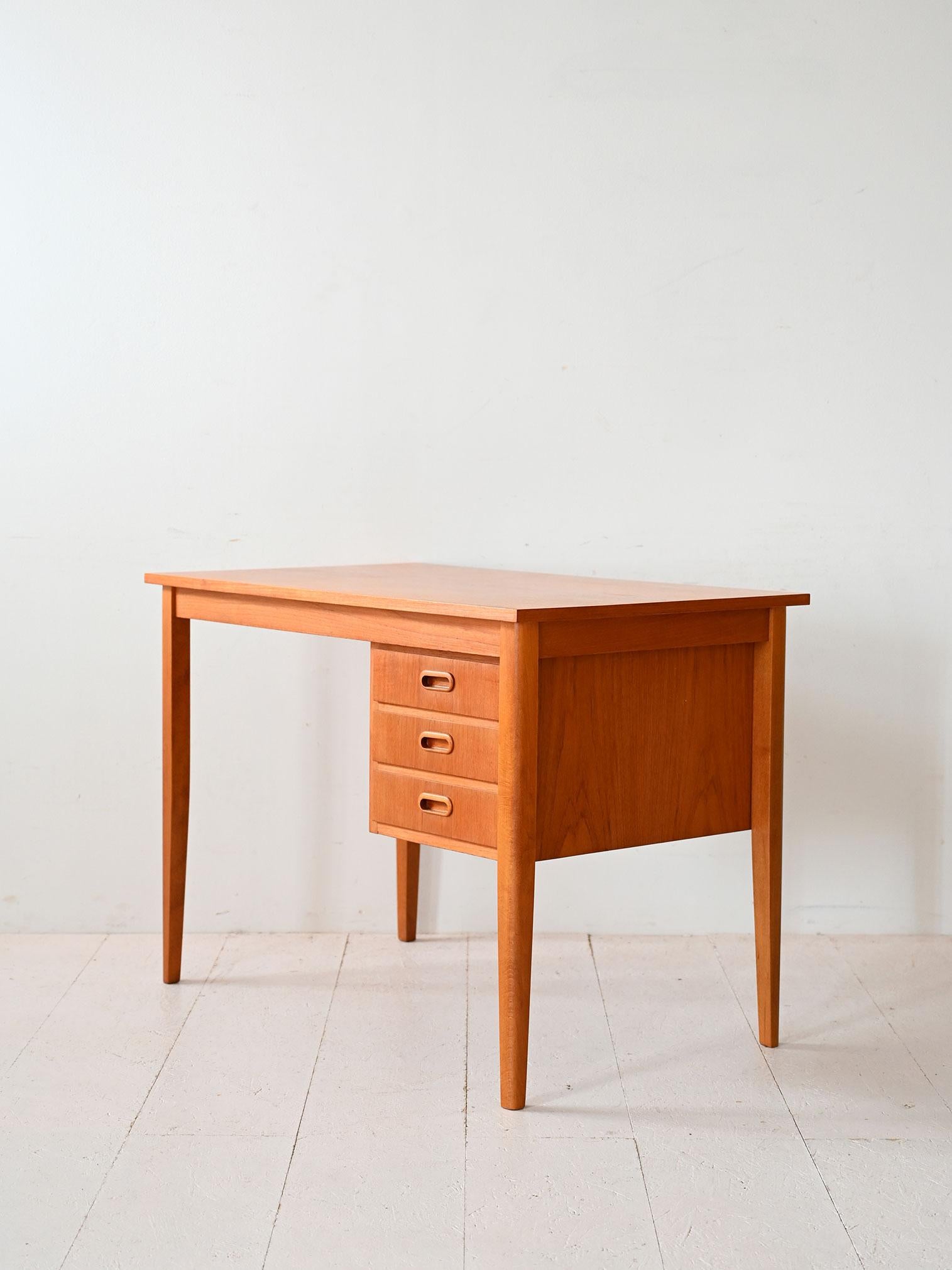 Mid-20th Century Scandinavian teak desk with three drawers For Sale