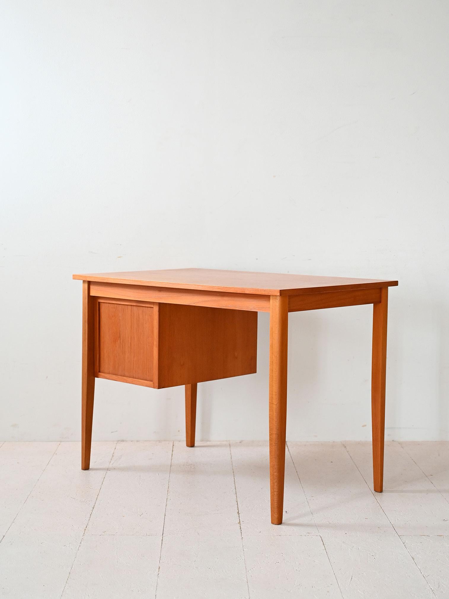Teak Scandinavian teak desk with three drawers For Sale