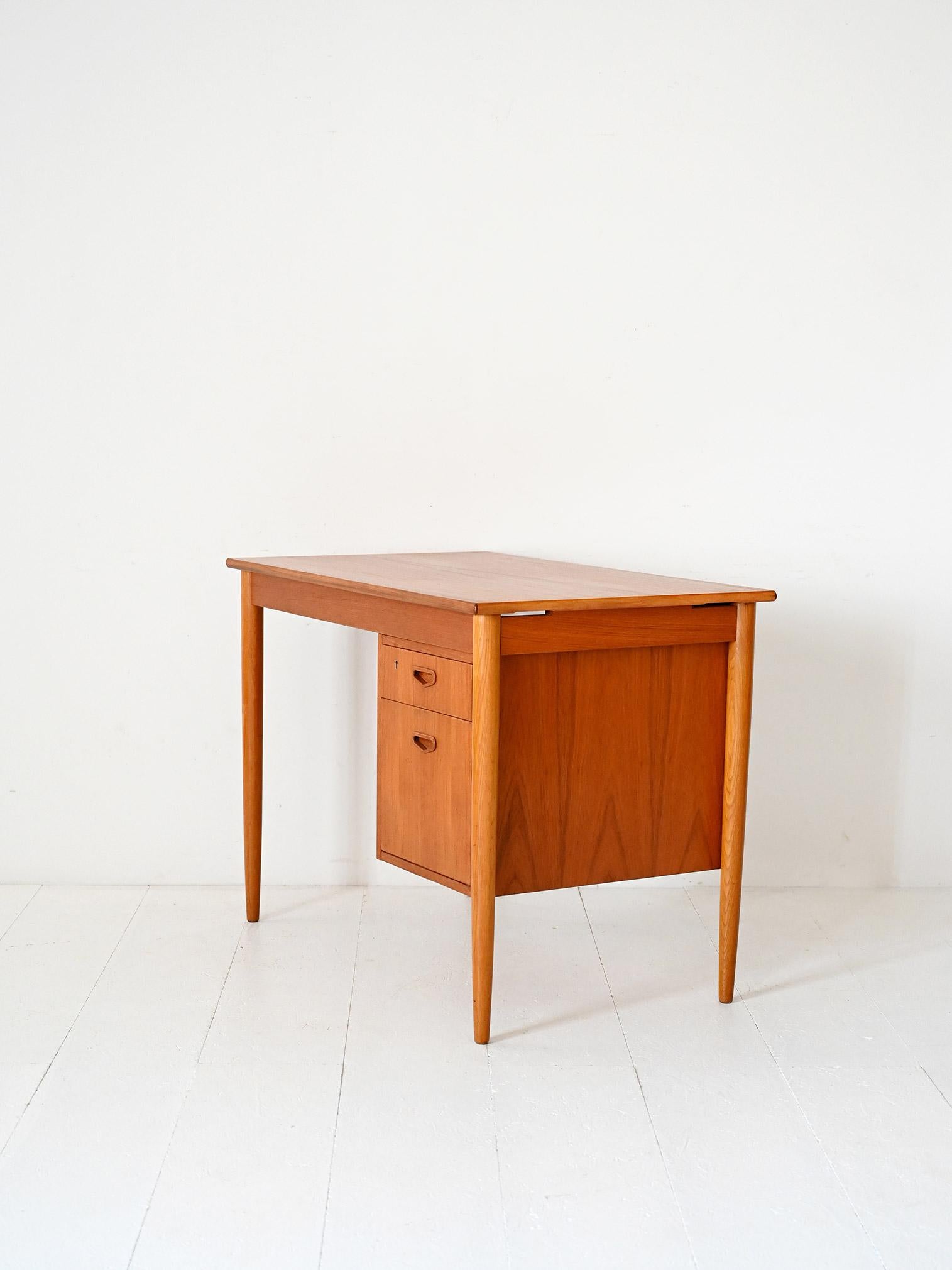 Teak Vintage Scandinavian desk with adjustable drawers For Sale