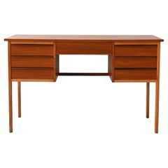 Scandinavian vintage teak desk with 7 drawers