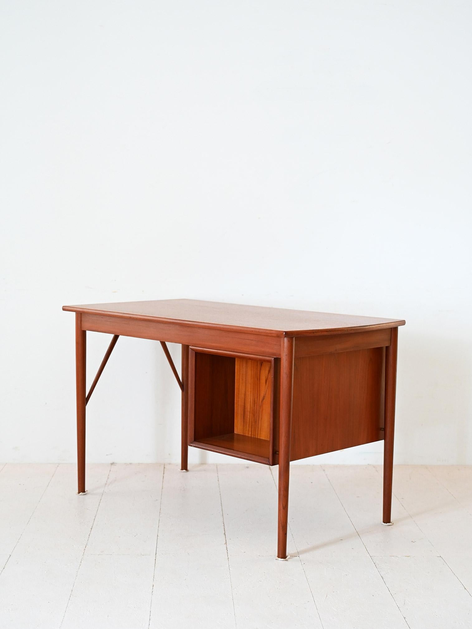 Mid-20th Century Scandinavian vintage teak desk with three drawers For Sale