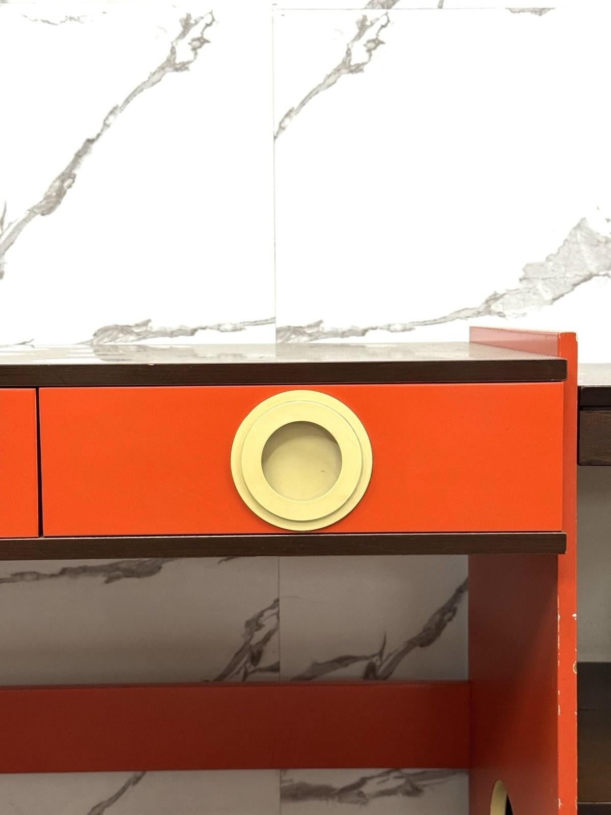 Space Age Design Holzschreibtisch 70er Jahre Moderne Kunst im Angebot 4