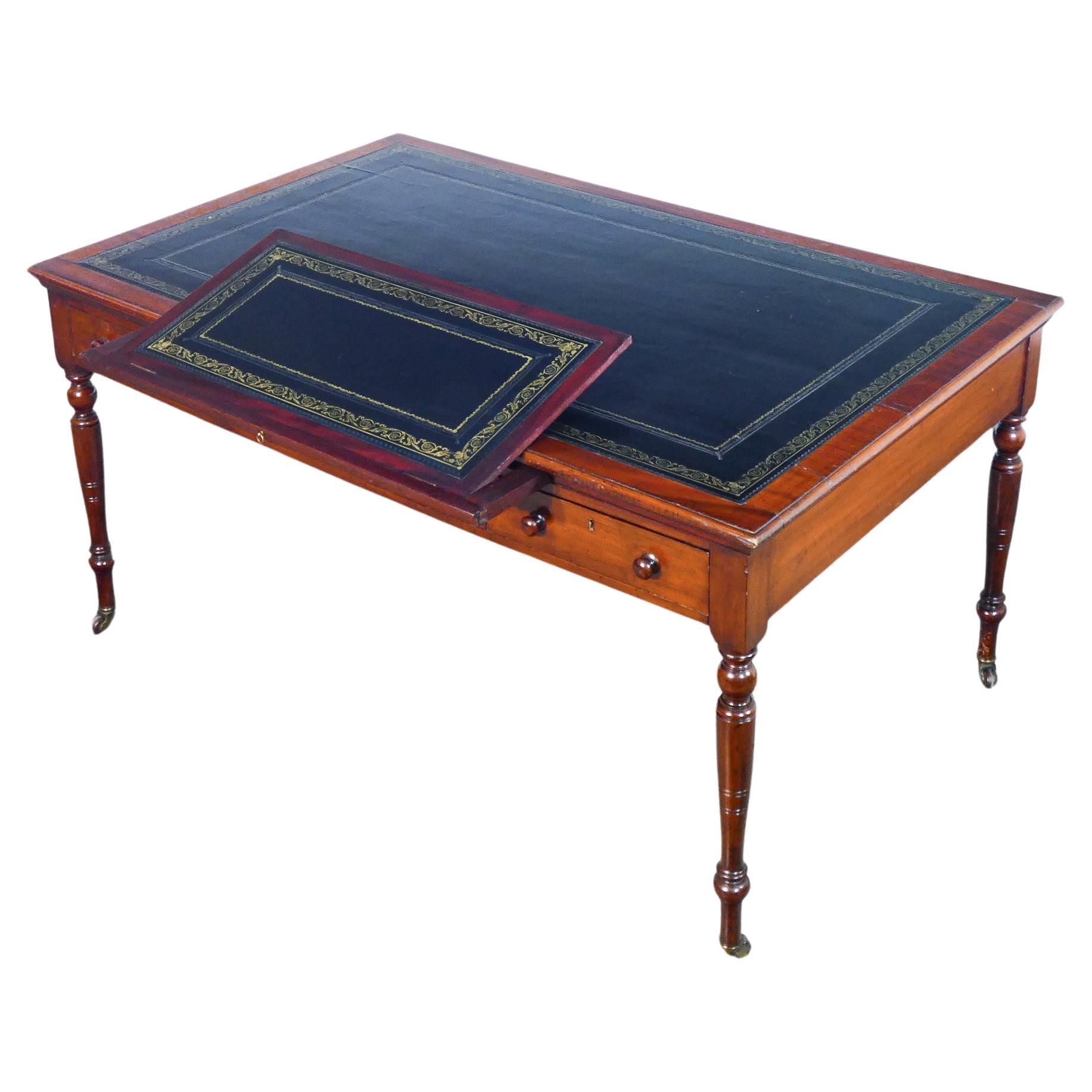 Victorian center desk, six drawers, with double lectern. Nineteenth Century For Sale