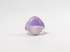 Scrives 24 Carat Bi-Color Amethyst Cabochon 22 Karat Gold Cocktail Ring