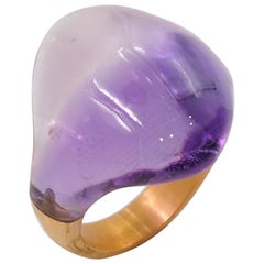 Scrives Amethyst Turquoise Cabochons 22 Karat Gold Hammered Ring For ...