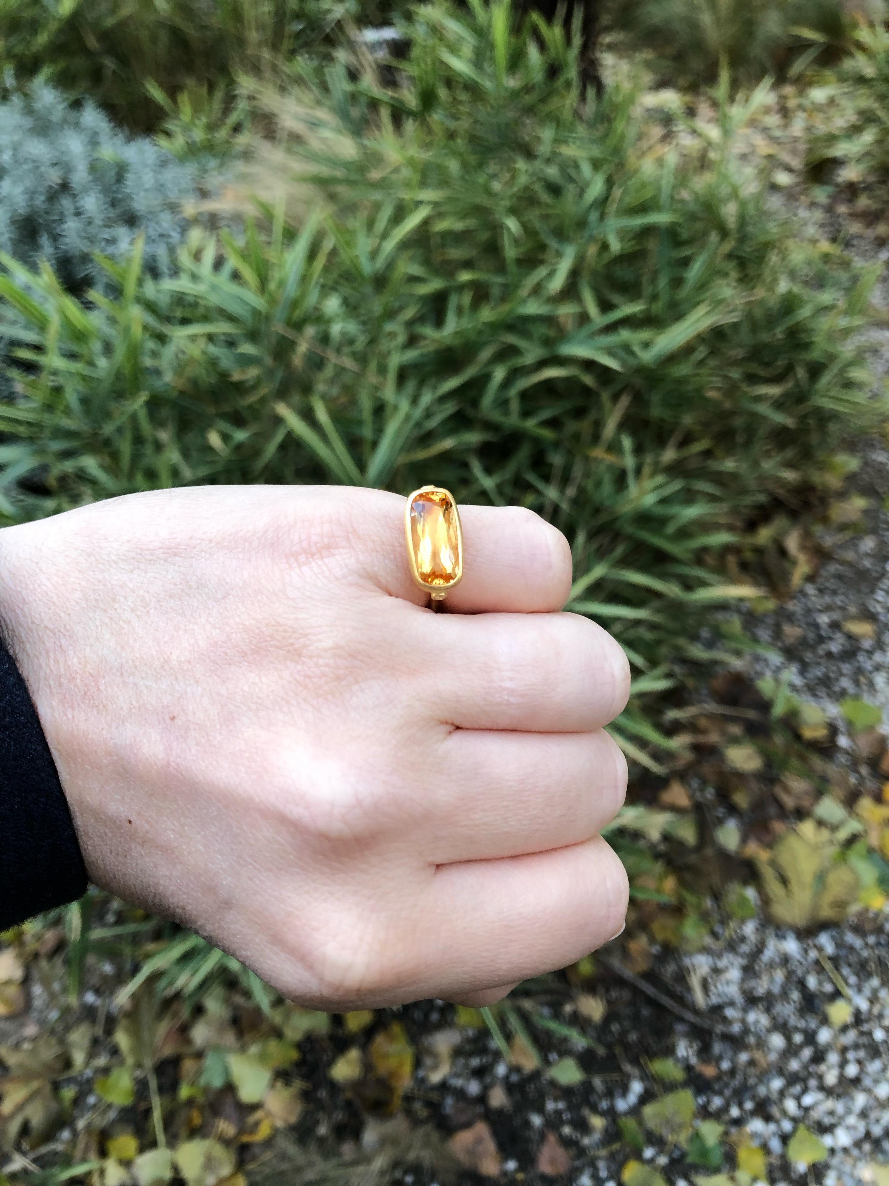 Women's or Men's Scrives 3.28 Carat Milky Moonstone and Diamonds 22 Karat Gold Pinky Ring