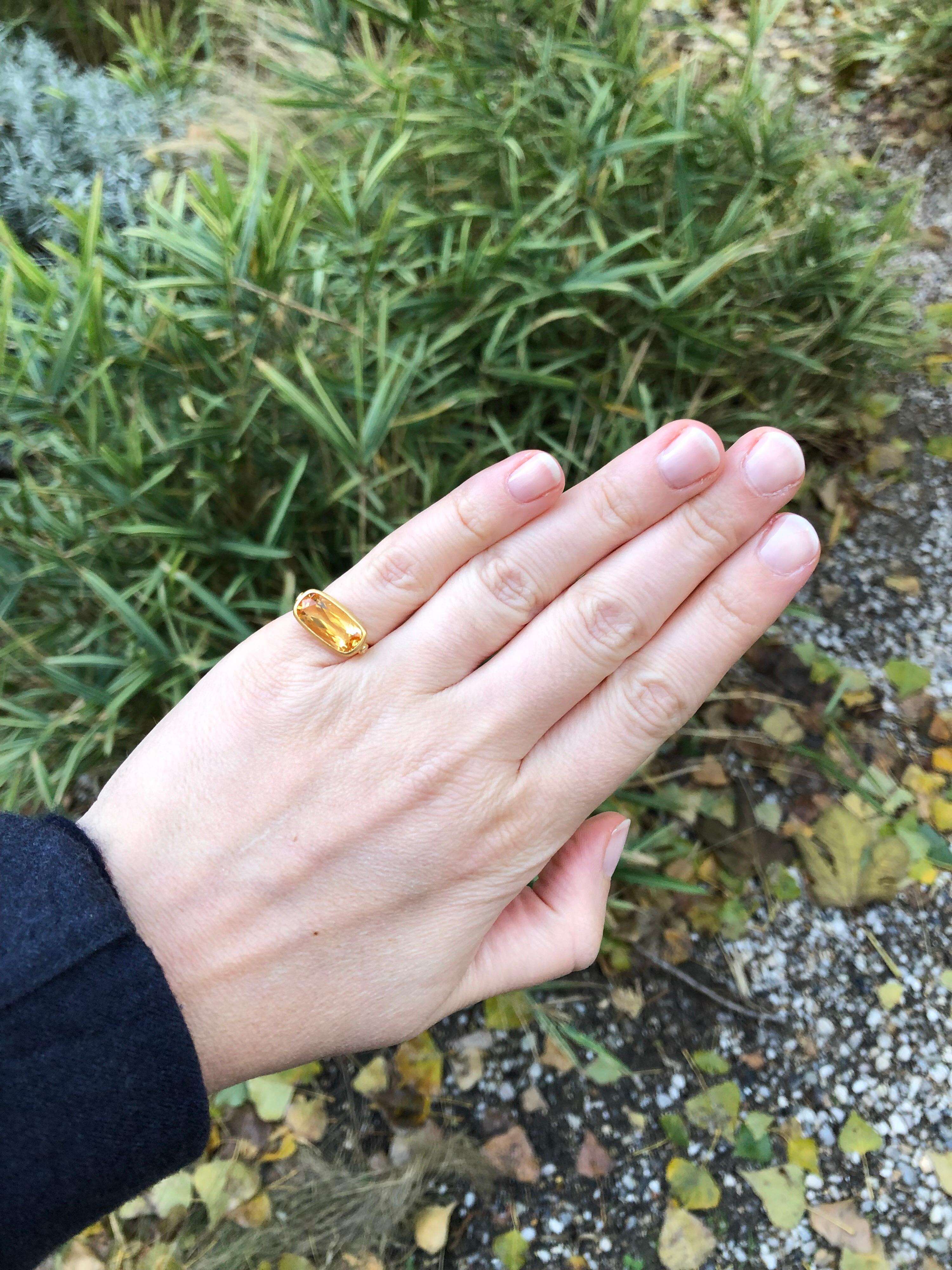 Contemporary Scrives 3.65 Carat Citrine Diamond 22 Karat Gold Pinky Cluster Handmade Ring