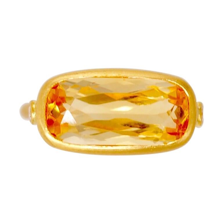 Scrives 3.65 Carat Citrine Diamond 22 Karat Gold Pinky Cluster Handmade Ring