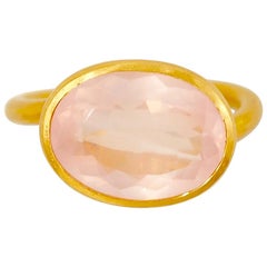 Scrives 5.2 Carat Rose Quartz 22 Karat Gold Ring