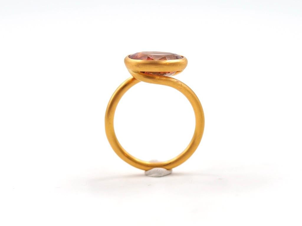 Ring mit Schraubreifen, 5,6 Karat mehrfarbiger Turmalin Rosa Orange Gelb 22 Karat Gold im Angebot 9