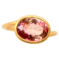 Ring mit Schraubreifen, 5,6 Karat mehrfarbiger Turmalin Rosa Orange Gelb 22 Karat Gold