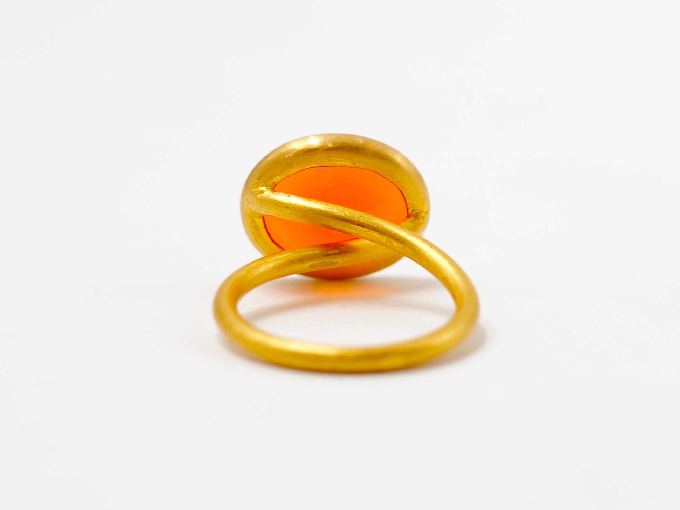 orange fire opal ring
