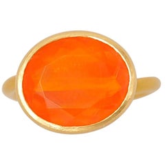 Scrives 5.87 Carat Orange Fire Opal 22 Karat Gold Ring