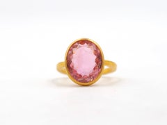 Scrives 6 Carat Pink Tourmaline 22 Karat Handmade Gold Cluster Cocktail Ring