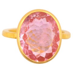 Scrives 6 Karat Rosa Turmalin 22 Karat Handgefertigter Gold Cluster Cocktail-Ring