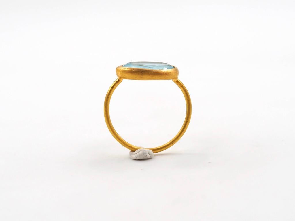 Scrives Aquamarine Faceted Irregular Shape 22 Karat Gold Cluster Handmade Ring 2