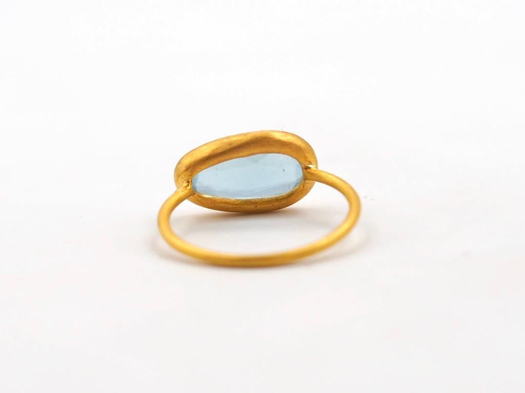 Women's or Men's Scrives Aquamarine Faceted Irregular Shape 22 Karat Gold Cluster Handmade Ring