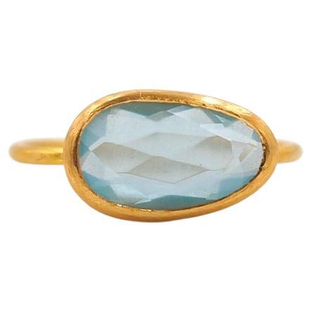 Scrives Aquamarine Faceted Irregular Shape 22 Karat Gold Cluster Handmade Ring