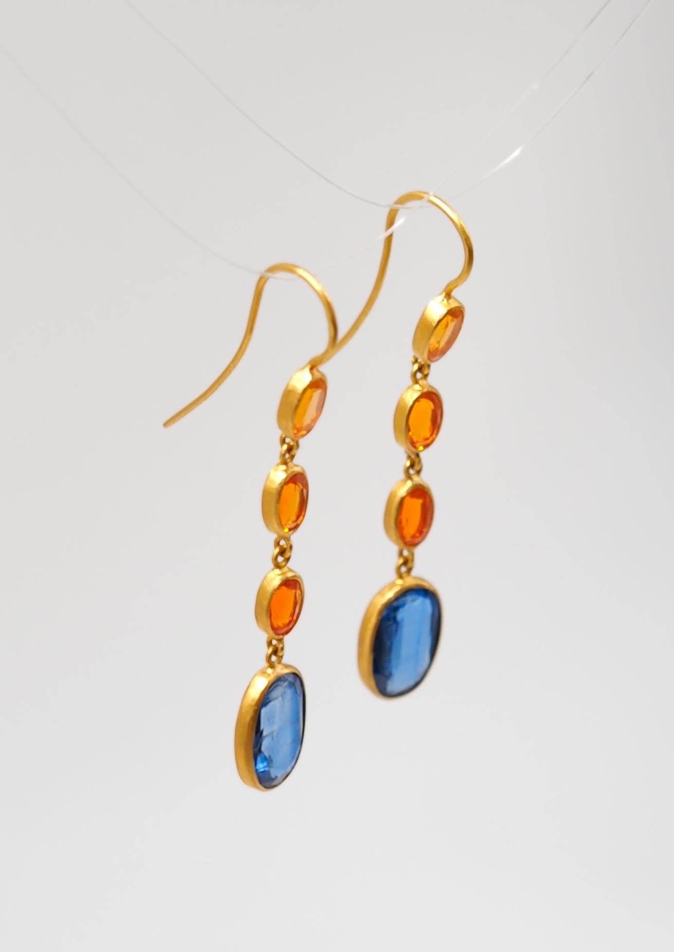 fire opal dangle earrings