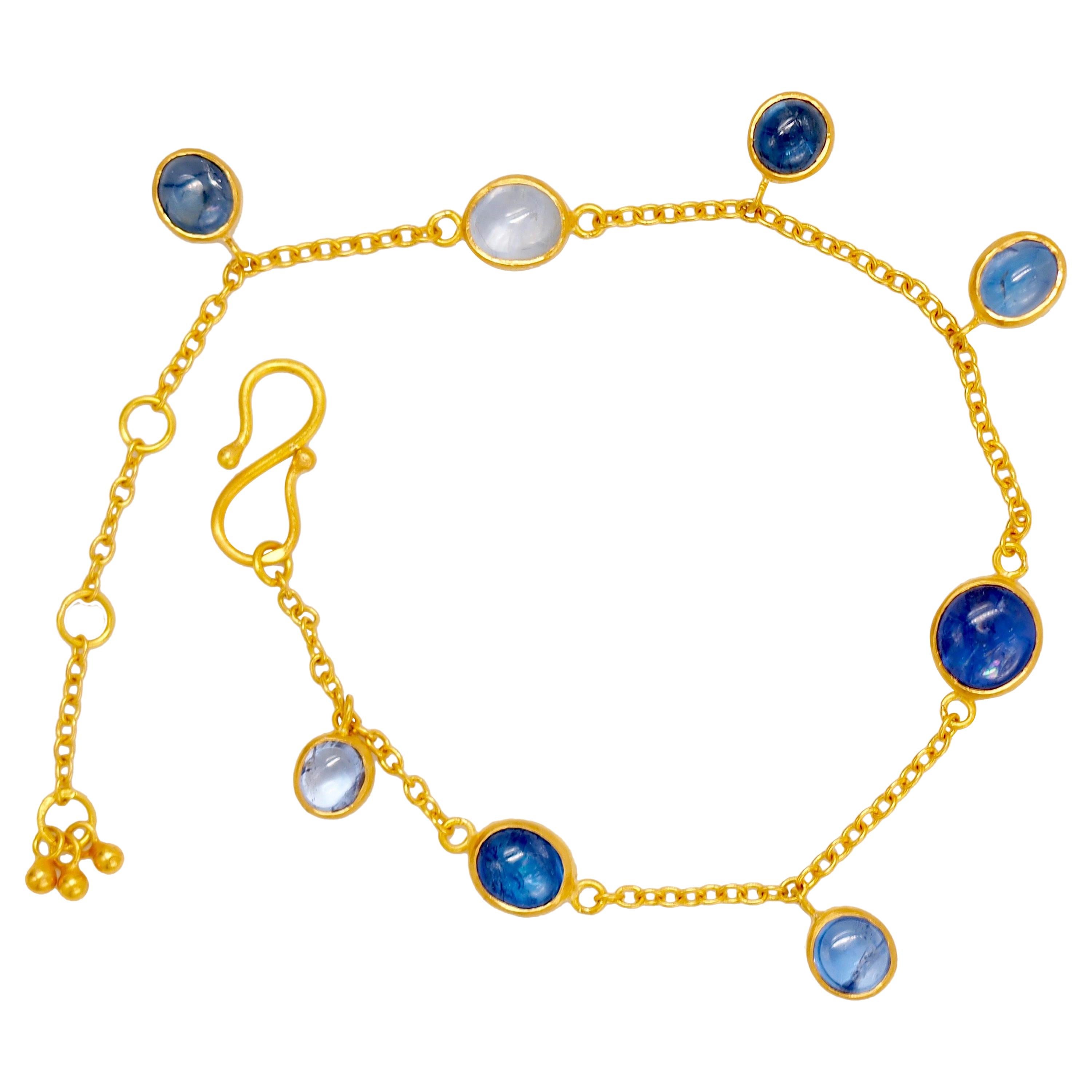 Scrives Blue Natural Sapphires 22 Karat Gold Bracelet