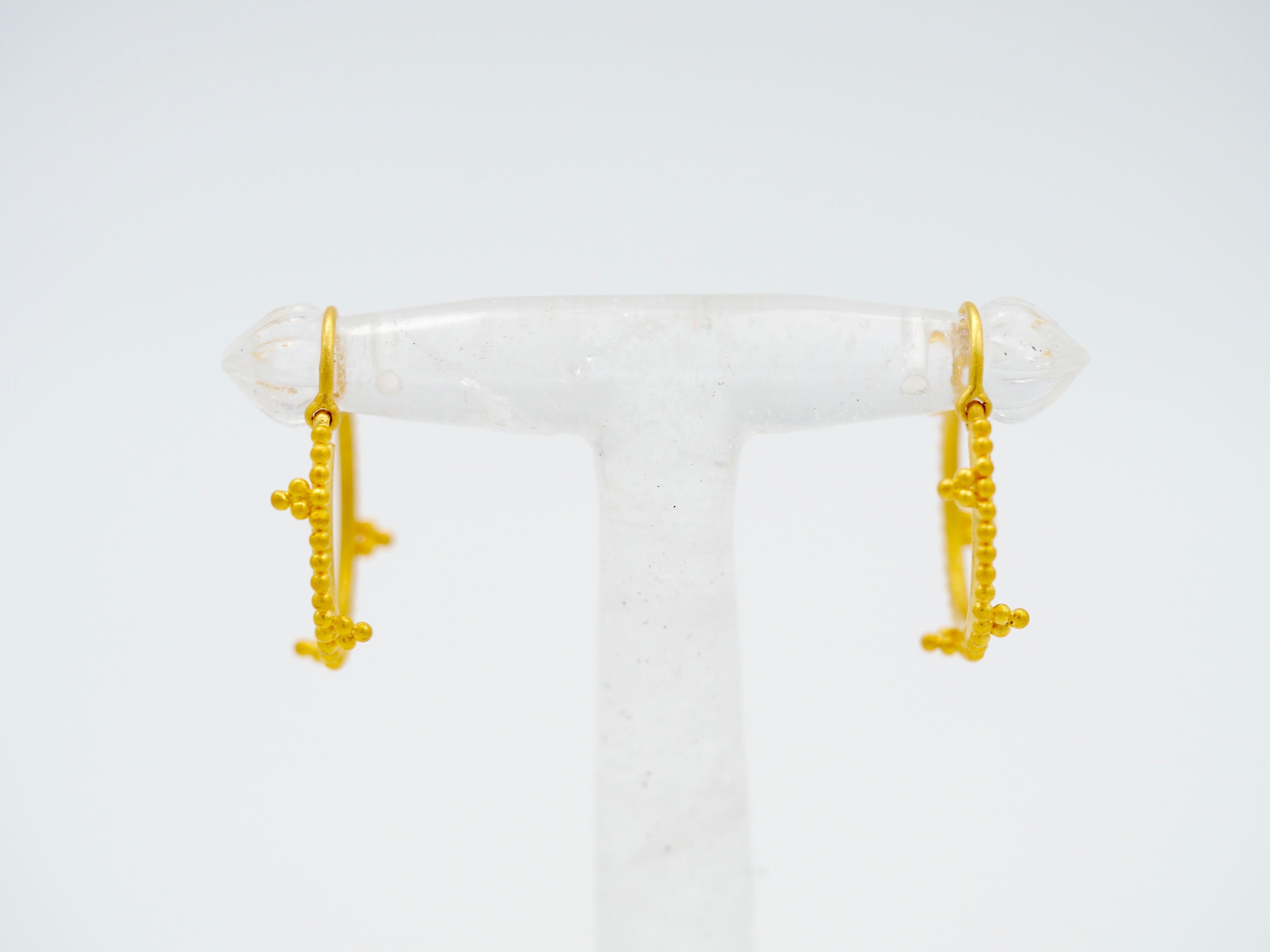 Scrives Granulation 22 Karat Gold Earrings In New Condition In Paris, Paris
