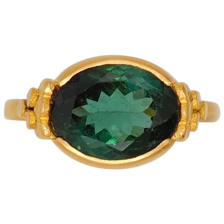 Scrives Green Tourmalines 22 Karat Gold Ring